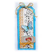 Tag scrap r&eacute;tro shabby bleu orange jaune beige "Always & Forever" pour cadeau, f&ecirc;te, amiti&eacute;, amour, anniversaire, remerciement,   