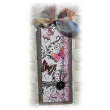 Remerciement toutes occasions carte tag shabby r&eacute;tro tons gris rose lien tissu 