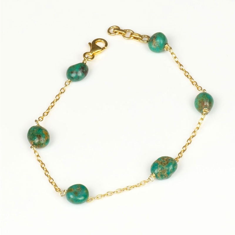 Bracelet Femme Argent plaqu&eacute; Or Turquoise