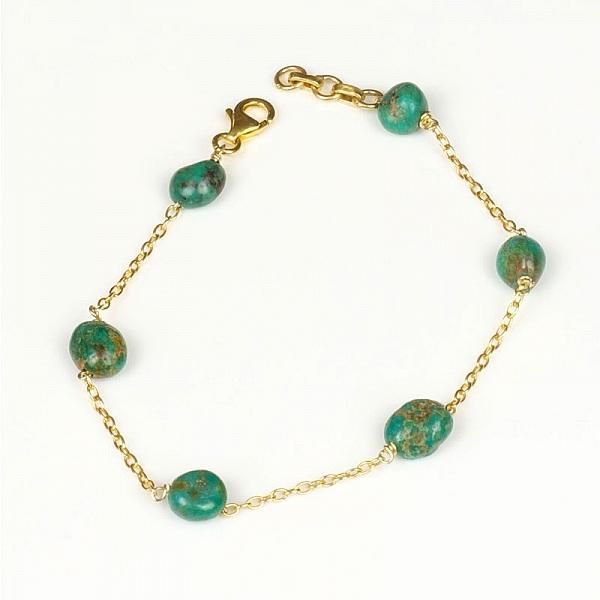 Bracelet Femme Argent plaqu&eacute; Or Turquoise
