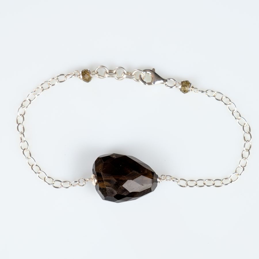 Bracelet "Ma Pr&eacute;cieuse en Quartz Fum&eacute;" Argent 925