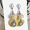bouc d'oreille orignales de cr&eacute;ateur couleurs acidul&eacute;es vertt anis et goutte en argent vieilli