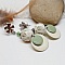 boucles d'oreilles beige couleurs tendance de mode et vert amande avec perles faite &agrave; la main 