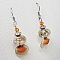 boucles oreilles jaune style &eacute;vezntail et &eacute;cru avec perle de cr&eacute;ateur