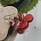 boucles d'oreilles rouge avec fil d'argent boucles de cr&eacute;ateur pour oreilles perc&eacute;es