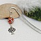 marque page argent&eacute; avec signet uni et pendentif symbole arbre de vie et une perle tons Terre