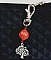 porte cl&eacute; argent&eacute; symbole arbre de vie et perle faite main rouge vif et or