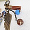 Porte-clé bijou de sac avec aile d'ange bronze et perles.