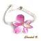 Bracelet mari&eacute;e orchid&eacute;e de soie rose peinte sur guipure  
