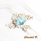 Bracelet dentelle ivoire fleur de soie bleue et strass manchette de mariage