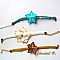 Bracelet turquoise dentelle guipure et sa fleur soie turquoise peinte