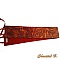 Ceinture large soie sauvage motifs arabesques orange fond brun fauve &agrave; nouer