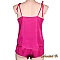 Nuisette lingerie caraco + boxer en soie fuchsia