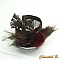 SUR COMMANDE - Bracelet manchette pompon fourrure plumes chocolat