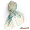 LONG foulard turquoise soie arabesques turquoise et chocolat