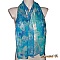 long foulard &eacute;charpe mousseline de soie turquoise peint main bleu Oc&eacute;ane accessoire soir&eacute;e