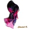 long foulard &eacute;charpe mousseline de soie d&eacute;grad&eacute; rose violet peint main 180CM