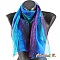 long foulard mousseline de soie &eacute;charpe peint main d&eacute;grad&eacute; turquoise violet emeraude