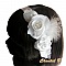 bandeau de cheveux c&eacute;r&eacute;monie mariage blanc fleurs de satin dentelle plumes
