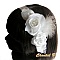 bandeau de cheveux mari&eacute;e blanc fleurs de satin dentelle et plumes