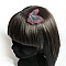 bandeau cheveux dentelle noire fleur d'organza et plumes fushia headband mariage fait main