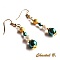 boucles d'oreilles perle &eacute;meraude ivoire et dor&eacute;e soir&eacute;e mariage plaqu&eacute; or