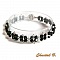 Boucles pendantes artisanales en cristal Swarovski noir et argent.