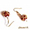 Boucles d'oreilles forme boule swarovski bordeaux opale et or