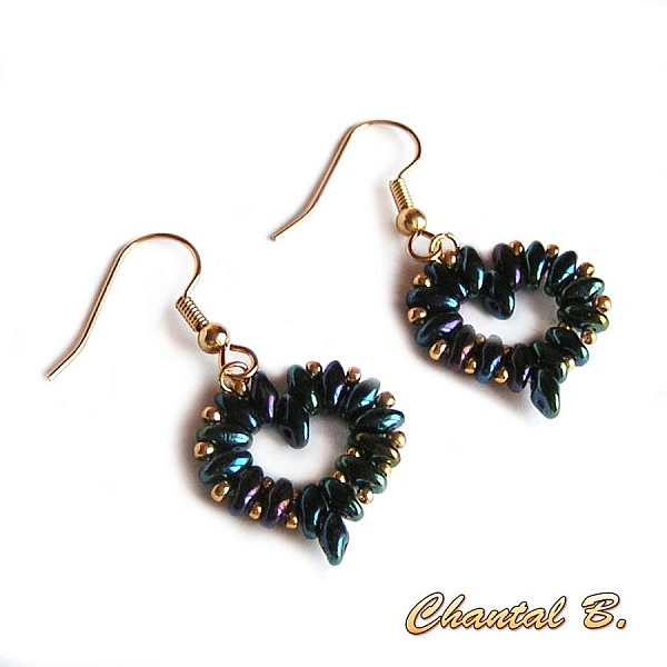 boucles d'oreilles mari&eacute;e coeur perles nacr&eacute;es et argent soir&eacute;e 