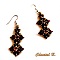 boucles d'oreilles soir&eacute;e perles verre noires rouge et or