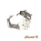 Bracelet guipure argent et sa fleur soie blanche peinte personnalisable en bandeau cheveux