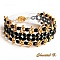bracelet manchette tiss&eacute; perles boh&egrave;me noir et or mariage soir&eacute;e
