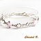 Bracelet artisanal tissé en perles Swarovski roses et argent.
