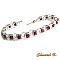 Bracelet tissé main en cristaux Swarovski rouges et argentés.