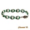 bracelet swarovski vert emeraude et perles nacr&eacute;es tiss&eacute;es cristal et argent