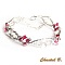 bracelet tiss&eacute; cristal swarovski rouge perles nacr&eacute;es et argent 