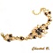 bracelet tiss&eacute; perles nacr&eacute;es chocolat perles transparentes saumon et or mariage soir&eacute;e