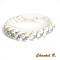 VENDU - Bracelet tiss&eacute; perles blanches nacr&eacute;es swarovski bleu saphir et or mariage