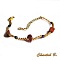 bracelet tiss&eacute; pierre de soleil naturelles et cristal boheme bleue et or