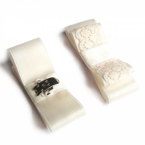clips chaussures accessoire mariage noeud satin anis et dentelle blanche th&egrave;me nature