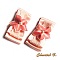 Clips chaussures mariage, nœuds satin, dentelle et fleur saumon.