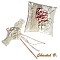 coussin mariage porte alliances dentelle ancienne fleurs saumon et ivoire sur satin ivoire