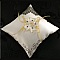 coussin mariage porte alliances satin ivoire dentelle dor&eacute;e fleurs de soie
