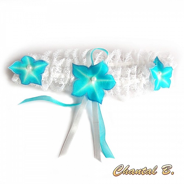 Etole Blanche et turquoise Mousseline de soie peinte