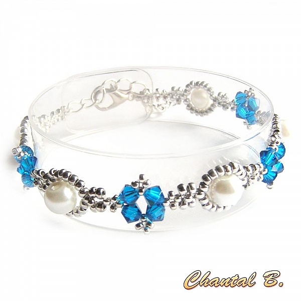 Etole Blanche et turquoise Mousseline de soie peinte