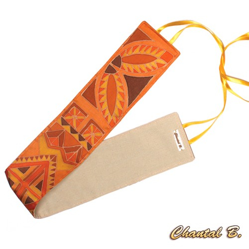 foulard &eacute;charpe mousseline de soie orange peint main accessoire soir&eacute;e