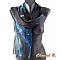 Foulard &eacute;charpe mousseline de soie turquoise argent et noir sur fond noir