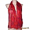 Foulard long soie &eacute;charpe rouge nuanc&eacute; et or Ar&egrave;s peint main 