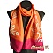 foulard &eacute;charpe soie arabesques peinte &agrave; la main orange et rouge rubis