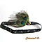 headband bandeau cheveux dentelle noire bouton dor&eacute; plume de paon